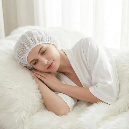 4 Pcs Mesh Sleep Bonnets for Women, Breathable Elastic Hair Nets, Pink Blue White Black Kemu |Fashion Home Kitchen Beauty