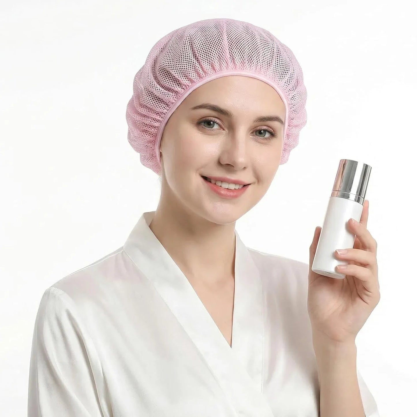 4 Pcs Mesh Sleep Bonnets for Women, Breathable Elastic Hair Nets, Pink Blue White Black Kemu |Fashion Home Kitchen Beauty
