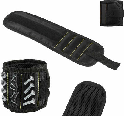 Magnetic Bracelet With 3 Magnetic Pockets | Wrist Tool Belt | Screw Wristband | DIY Bracelet | One Size | Black Kemu |Fashion Home Kitchen Beauty