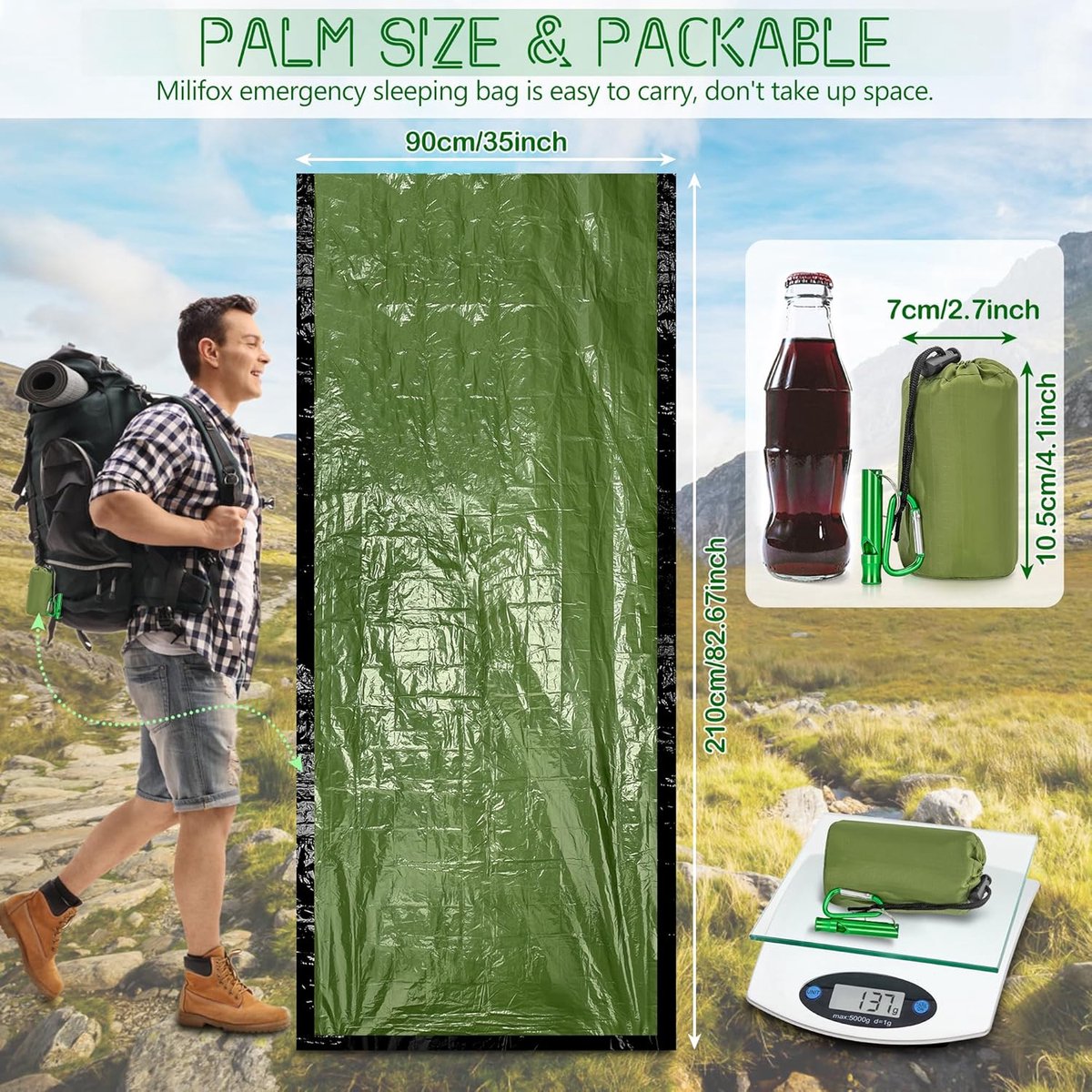 Emergency Sleeping Bag - 2 Pieces - Emergency Blanket - Waterproof Survival Blanket - 210*90cm - PE - Rescue Blanket - Insulation Blanket - Survival Sleeping Bag - Emergency Sleeping Bag - Emergency Tent - Emergency Tent - Outdoors/Walking/Camping/Hiking Kemu |Fashion Home Kitchen Beauty