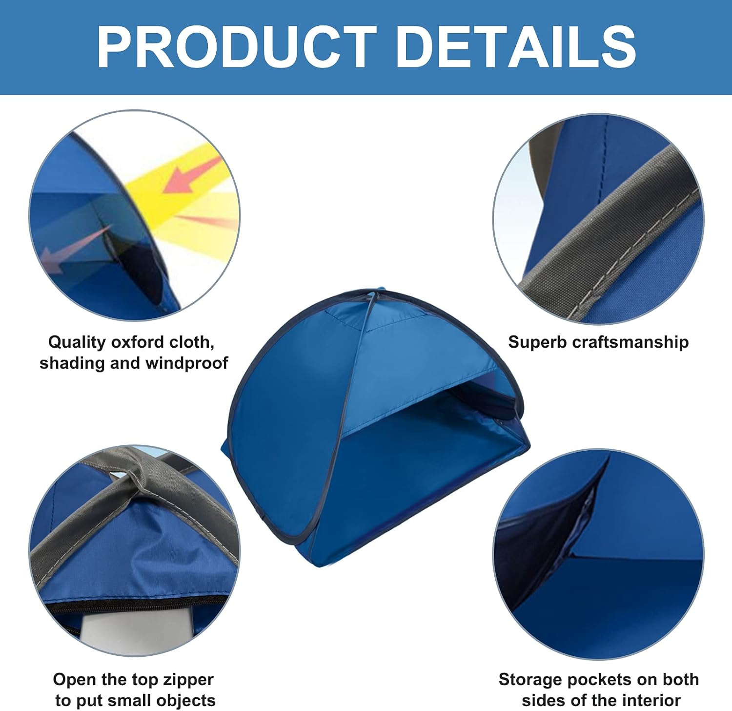Pop-up Beach Shelter - Portable Beach Tent Anti-UV, Windproof, Picnic Tent for Small Dogs, Cats and Other Small Pets, Blue Kemu |Fashion Home Kitchen Beauty