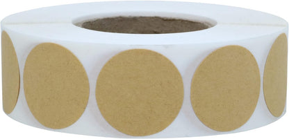 1000PCS Kraft Circle Stickers, 1 Inch Round Blank Garage Sale Price Stickers, Kraft Coding Tag Labels, Brown Natural Envelope Seals for Home, Classroom, Jam, Canning Jar Labels