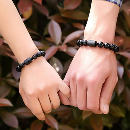 Natural Obsidian Stone Bead Bracelet Couple Men 10mm and Women 8mm Dragon and Phoenix Totem Jewelry (Phoenix) Kemu |Fashion Home Kitchen Beauty