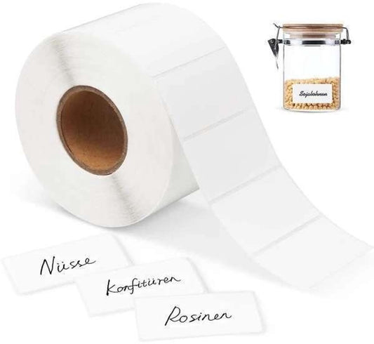 White self-adhesive labels - 1000 sheets - Label stickers - Freezer labels - Printing paper - 6x3cm - Date labels - Writable labels - Best before and canning labels