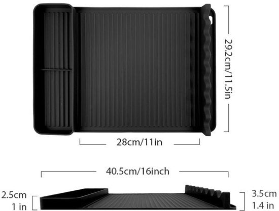 Silicone BBQ Grill Mat - 8-Slot Mat with Drip Tray - Heat-Resistant and Dishwasher-Safe - 40x27 cm - Black Kemu |Fashion Home Kitchen Beauty