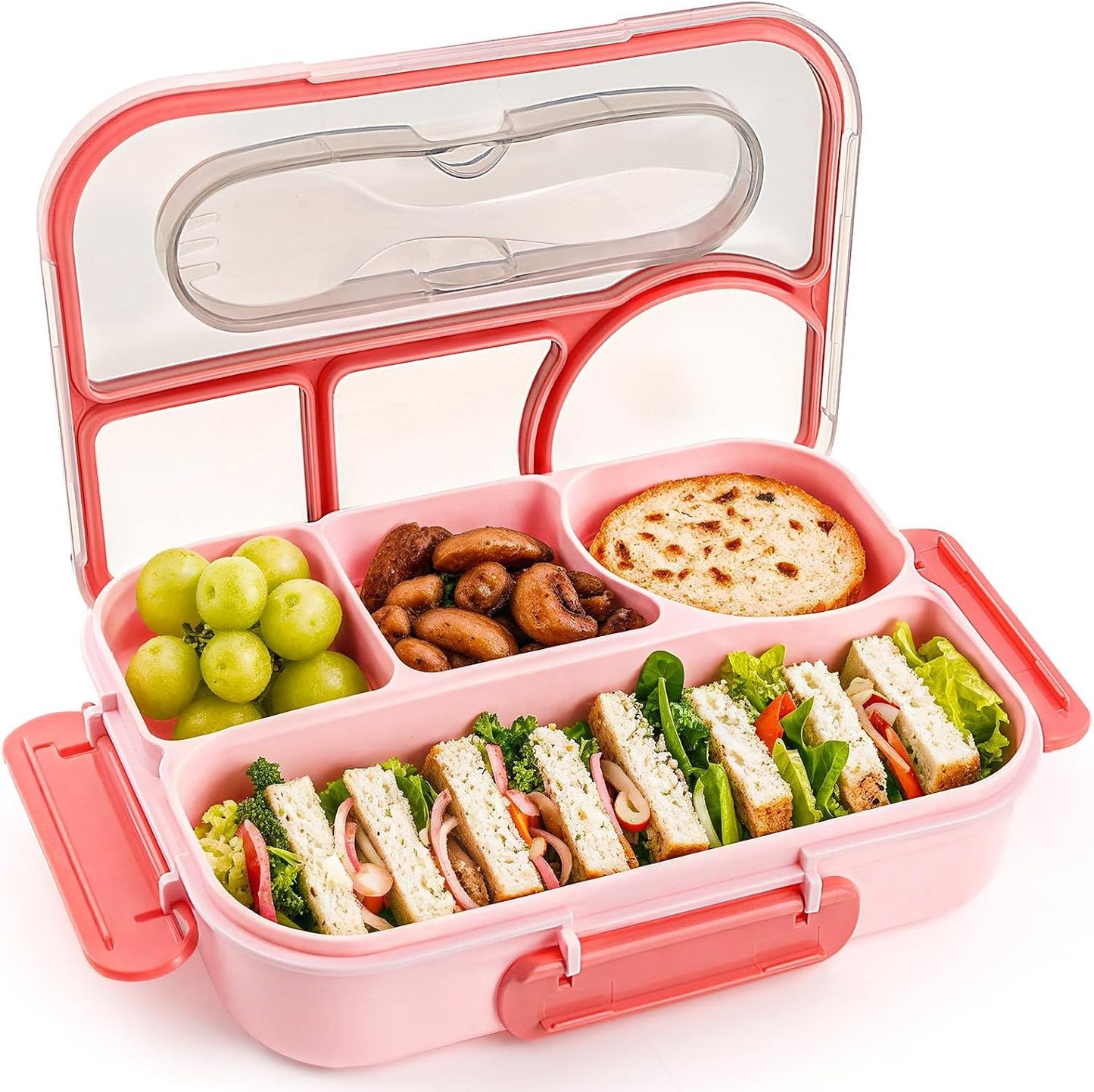 4 Compartment Bento Lunch Box, BPA Free Dishwasher Safe Food Container for Work, School, Picnics and Meal Prep, Pink Kemu |Fashion Home Kitchen Beauty