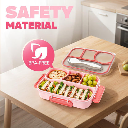 4 Compartment Bento Lunch Box, BPA Free Dishwasher Safe Food Container for Work, School, Picnics and Meal Prep, Pink Kemu |Fashion Home Kitchen Beauty