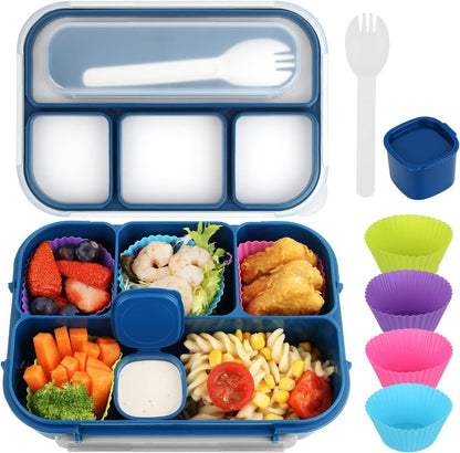 1300 mL 4 Compartment Bento Lunch Box, BPA Free Food Container for Adults, Kids, School, Work, Picnics and Meal Prep, Blue Kemu |Fashion Home Kitchen Beauty