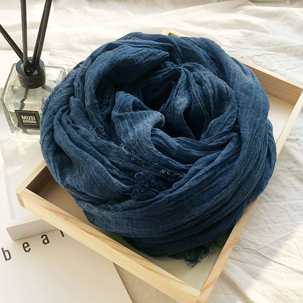 Autumn Winter Men's Basic Cotton Scarf, Medium Thickness for All Seasons, Versatile Black Oversized Soft Warm Touch Kemu |Fashion Home Kitchen Beauty