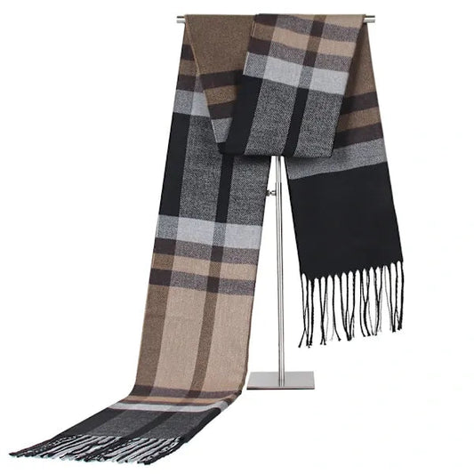 Men's Autumn Winter Color Block Imitation Cashmere Scarf 180x35 cm, Wrinkle-Free Warm Comfortable Wrap for Casual or Formal Wear Kemu |Fashion Home Kitchen Beauty