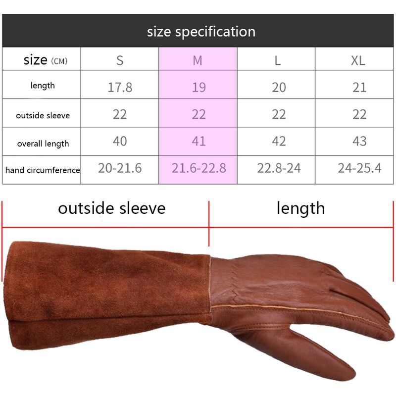 Long Thorn-Resistant Gardening Gloves for Women, Rose Pruning and Cactus Handling Protective Arm Covers, Thick Cowhide Leather with Cotton Lining