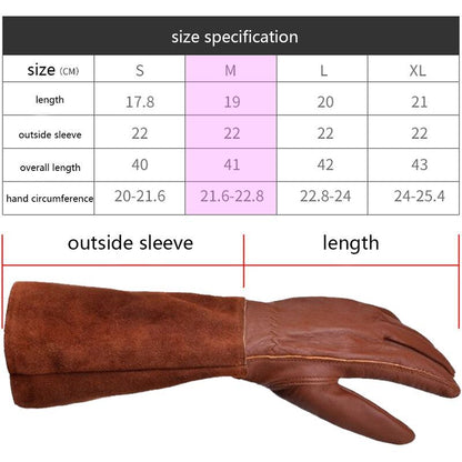 Long Thorn-Resistant Gardening Gloves for Women, Rose Pruning and Cactus Handling Protective Arm Covers, Thick Cowhide Leather with Cotton Lining