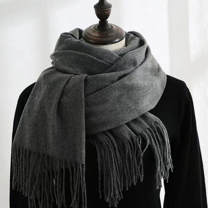 Women's Woven Winter Scarf, Large Tassel Shawl Wrap, Soft Warm Neck Warmer for Cold Weather Outfits, 70x200 cm, Dark Grey Kemu |Fashion Home Kitchen Beauty