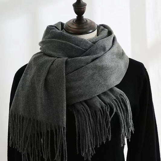 Women's Woven Winter Scarf, Large Tassel Shawl Wrap, Soft Warm Neck Warmer for Cold Weather Outfits, 70x200 cm, Dark Grey Kemu |Fashion Home Kitchen Beauty