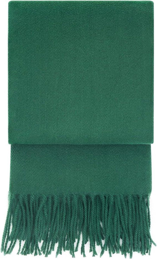 Women's Woven Winter Scarf, Large Tassel Shawl Wrap, Soft Warm Neck Warmer for Cold Weather Outfits, 70x200 cm, Green Kemu |Fashion Home Kitchen Beauty