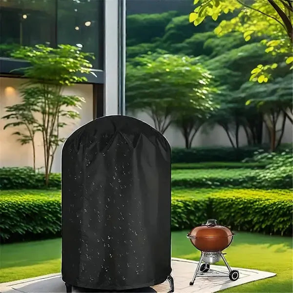 1 Piece 210D Oxford Charcoal Grill Cover, Waterproof Dustproof Outdoor BBQ Protector with Adjustable Drawstring, Black, 58 x 77 cm Kemu |Fashion Home Kitchen Beauty