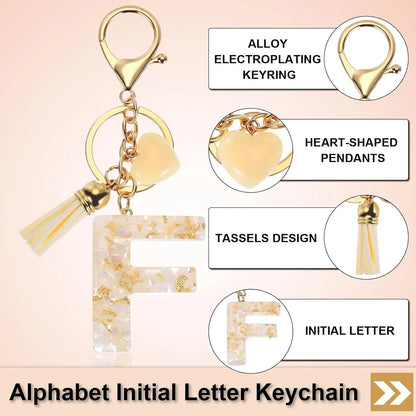 Letter F Keychain Charm with Tassel and Lobster Clasp for Bag Purse Keys, Pearl White and Gold, Daily Comfort Use Kemu |Fashion Home Kitchen Beauty