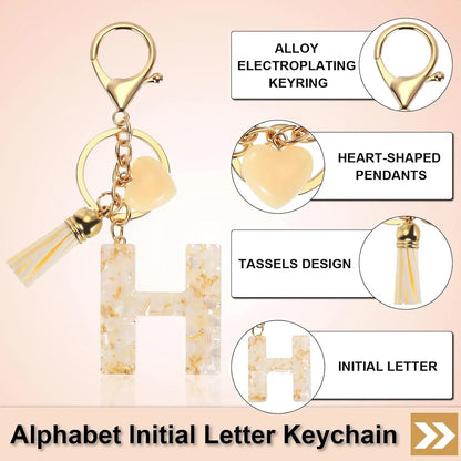 Initial H Letter Keychain with Tassel Charm for Keys Bag Purse Accessories, Cream and Gold, Daily Comfort Use, for Men Women and Everyday Wear Kemu |Fashion Home Kitchen Beauty