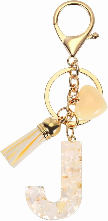 Initial Letter Keychain Charm with Tassel and Lobster Clasp for Bags and Keys Gold J, Letter J Option, Daily Comfort Use Kemu |Fashion Home Kitchen Beauty