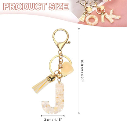 Initial Letter Keychain Charm with Tassel and Lobster Clasp for Bags and Keys Gold J, Letter J Option, Daily Comfort Use Kemu |Fashion Home Kitchen Beauty