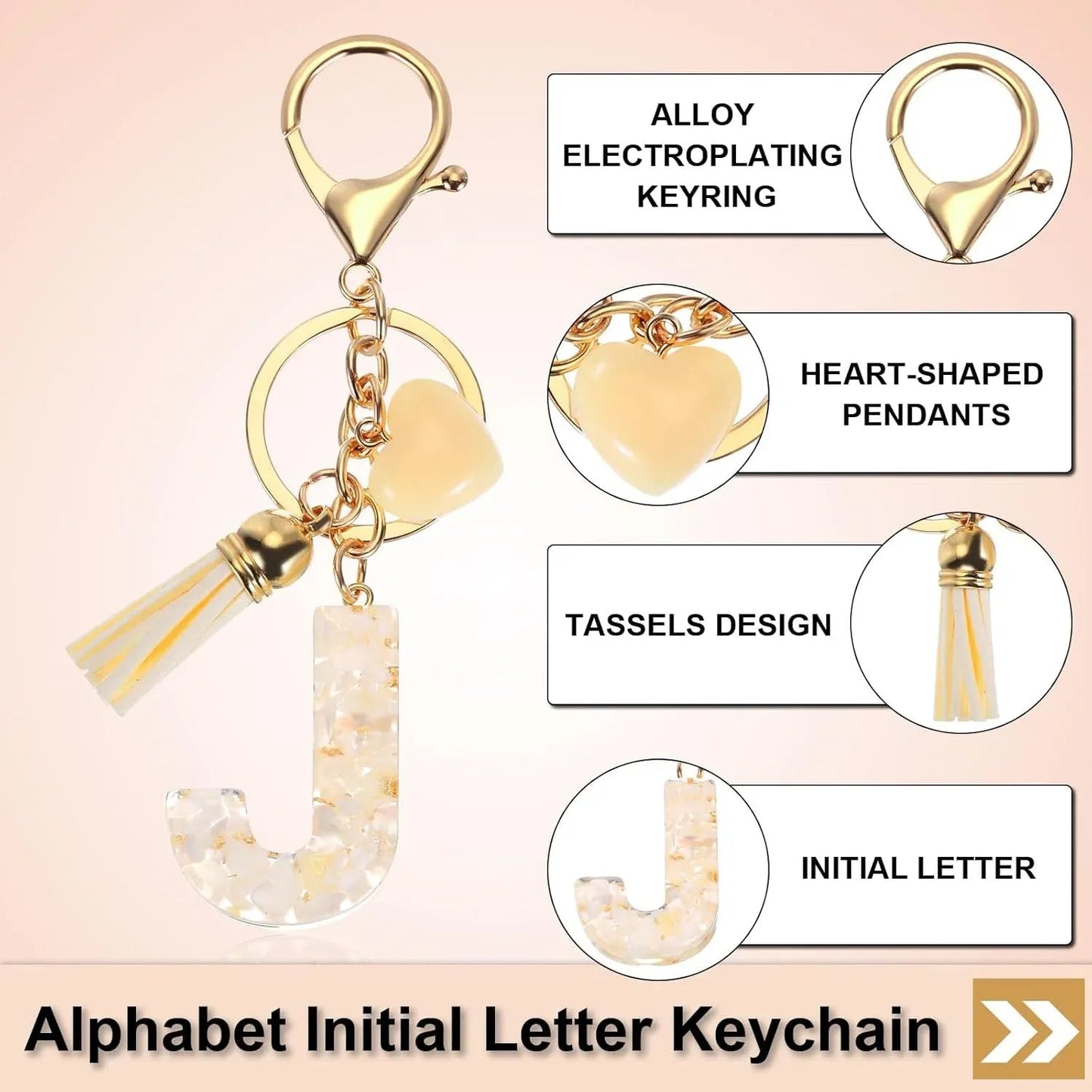 Initial Letter Keychain Charm with Tassel and Lobster Clasp for Bags and Keys Gold J, Letter J Option, Daily Comfort Use Kemu |Fashion Home Kitchen Beauty