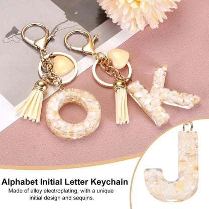 Initial Letter Keychain Charm with Tassel and Lobster Clasp for Bags and Keys Gold J, Letter J Option, Daily Comfort Use Kemu |Fashion Home Kitchen Beauty