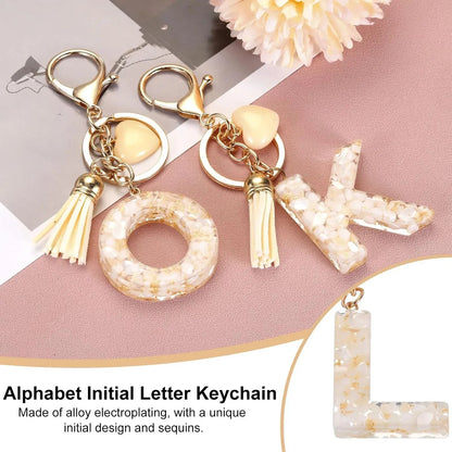 Initial Letter Keychain Charm with Tassel and Lobster Clasp for Bags and Keys, Cream Gold L Pendant, Daily Comfort Use Kemu |Fashion Home Kitchen Beauty