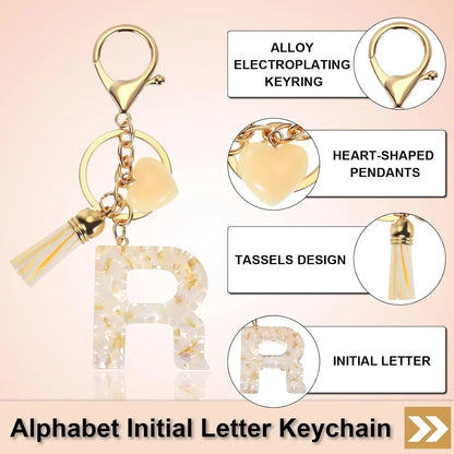 Letter R Keychain with Tassel and Gold Tone Clasp for Bags and Keys Cream White, Daily Comfort Use, for Men Women and Everyday Wear Kemu |Fashion Home Kitchen Beauty