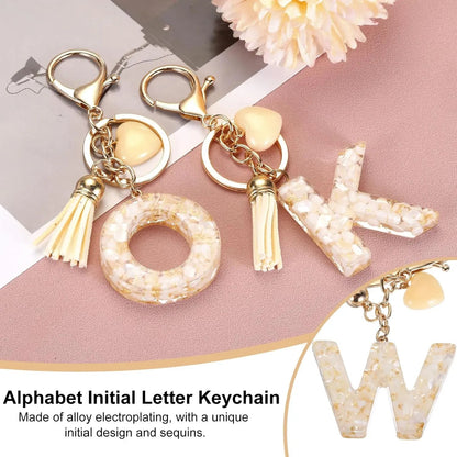 Letter W Initial Keychain with Tassel and Bead Charm for Women Girls Handbag Keys Accessory Gold Tone, Daily Comfort Use Kemu |Fashion Home Kitchen Beauty