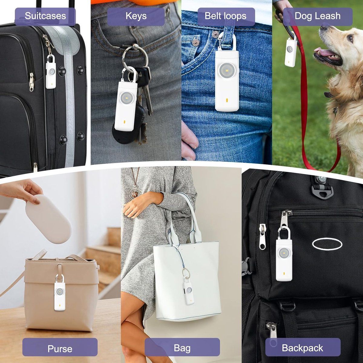 Personal Self-Defense Alarm, Self-Defense Alarm for Women, Alarm Keychain, Emergency Alarm, Rechargeable Alarm, White Kemu |Fashion Home Kitchen Beauty
