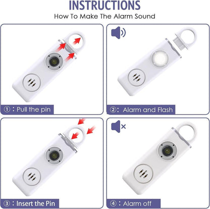 Personal Self-Defense Alarm, Self-Defense Alarm for Women, Rechargeable Alarm Keychain, Emergency Alarm, with LED Strobe, 130 dB, White Kemu |Fashion Home Kitchen Beauty