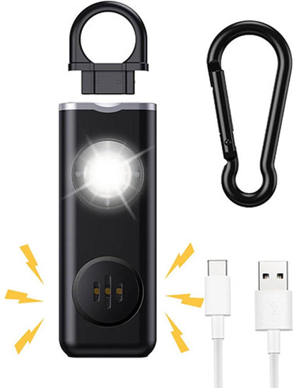 Personal Self-Defense Alarm, Self-Defense Alarm for Women, Rechargeable Alarm Keychain, Emergency Alarm, with LED Strobe, 130 dB, Black Kemu |Fashion Home Kitchen Beauty
