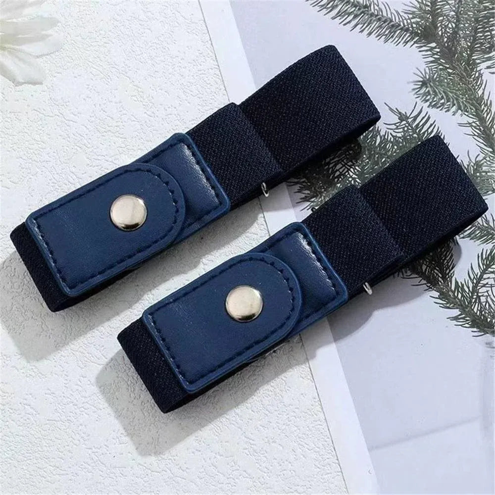 2 Pack No Buckle Stretch Belt for Women and Men, Elastic Invisible Waist Belt for Jeans, Side-Fastening Buckle-Free Belt, Black Kemu |Fashion Home Kitchen Beauty