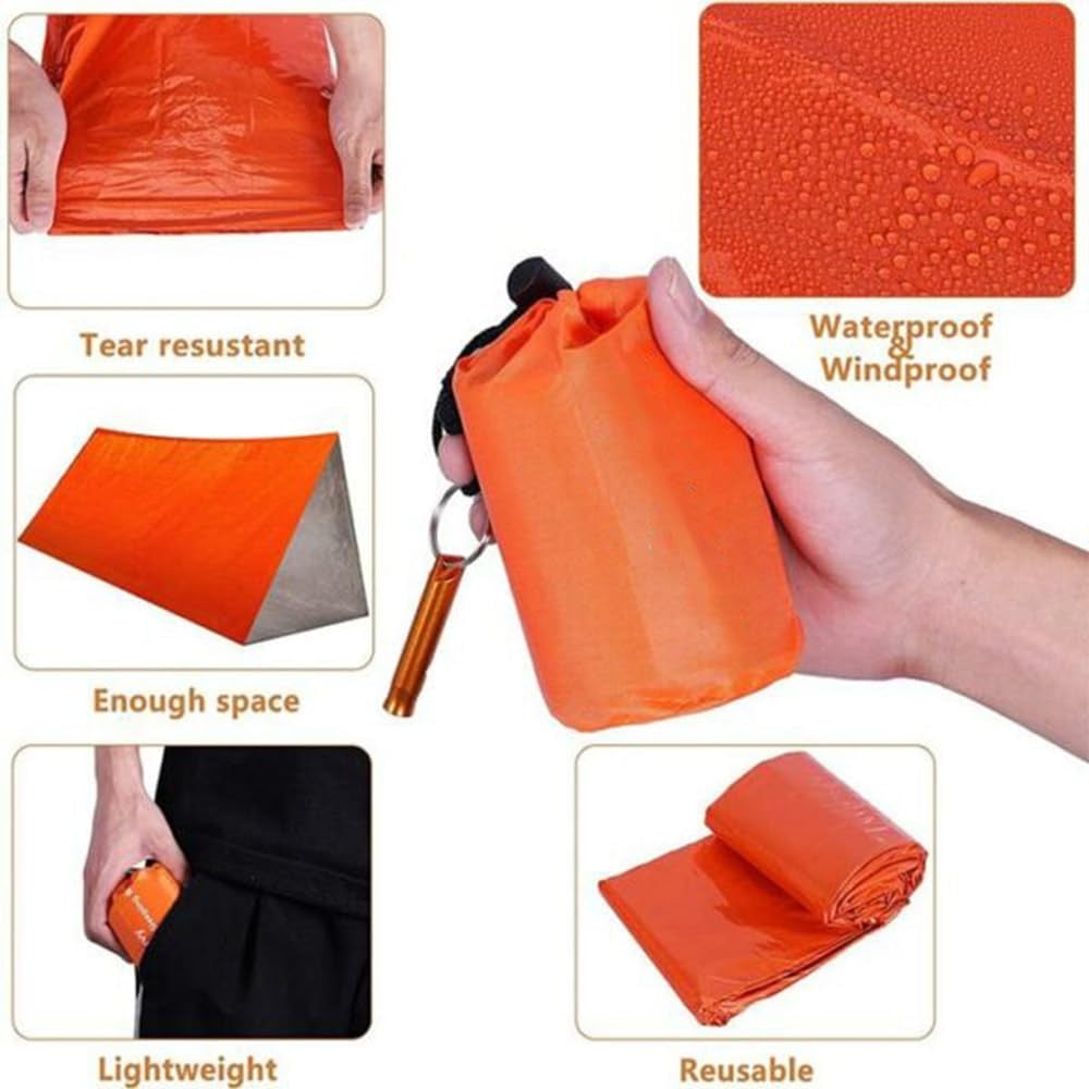 3 Pieces Emergency Sleeping Bag, Waterproof Emergency Sleeping Bags for Survival, Sleeping Bag ,Pocket Size Survival Blanket, 213.4 x 91.4 cm Kemu |Fashion Home Kitchen Beauty