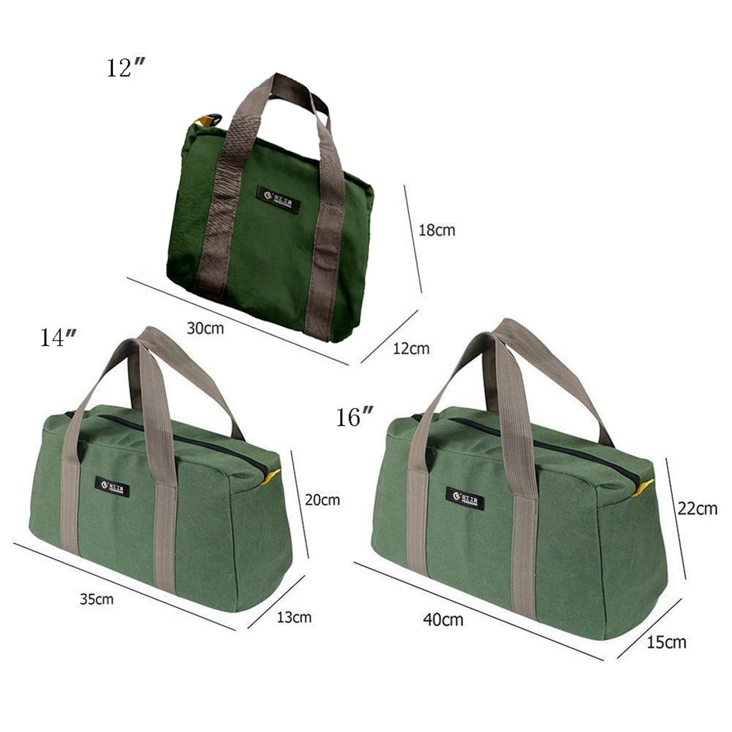 1 Pack Tool Bag for Men with Waterproof Hard Bottom,Mechanics Tool Bag,Heavy Duty Tool Bag Wide Mouth Tote for Various Instrument, Electrician Carpenter Mechanic,3 Sizes Available，Green(16 inch) 16 inch Kemu |Fashion Home Kitchen Beauty