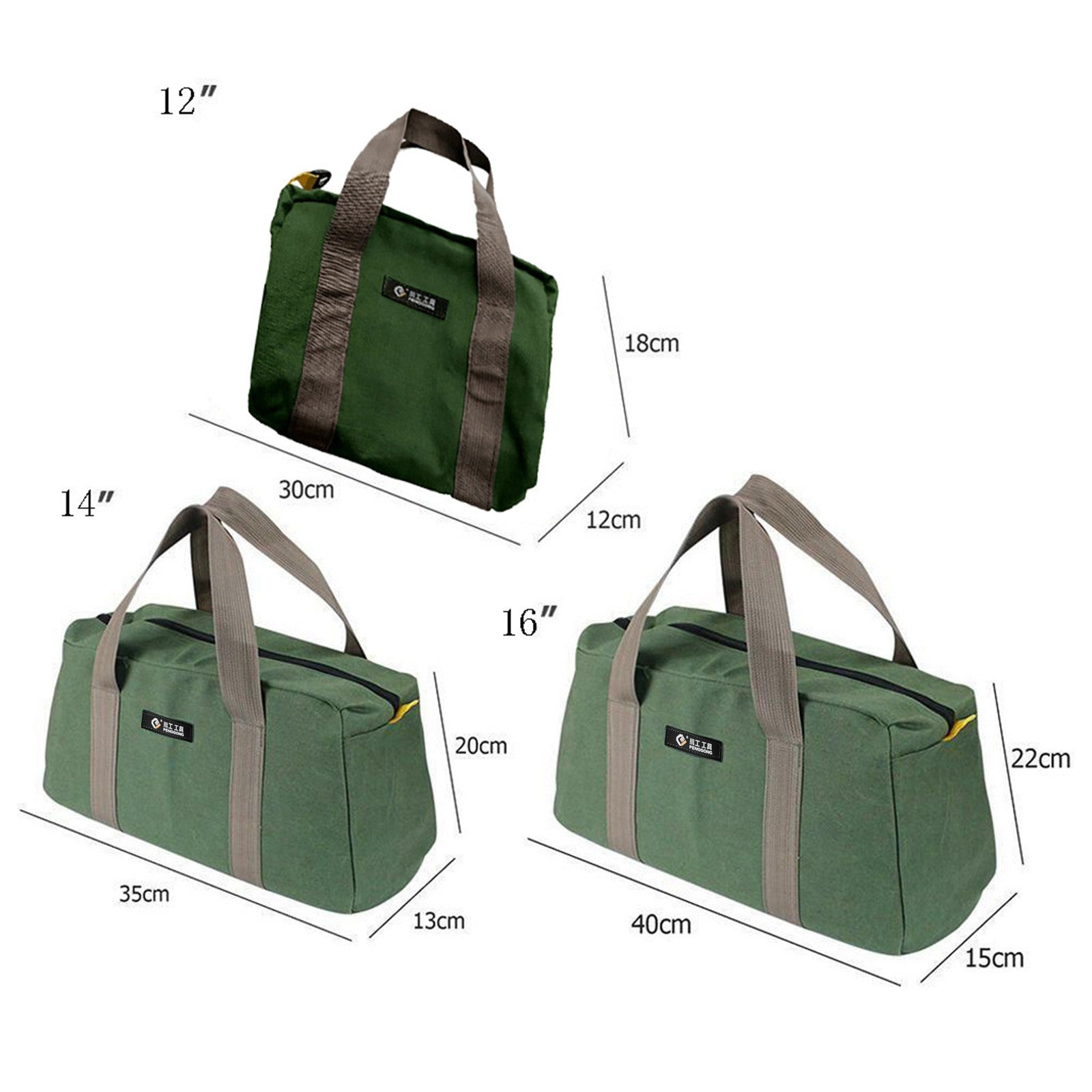 1 Pack Tool Bag for Men with Waterproof Hard Bottom,Mechanics Tool Bag,Heavy Duty Tool Bag Wide Mouth Tote for Various Instrument, Electrician Carpenter Mechanic,3 Sizes Available，Green(16 inch) 16 inch Kemu |Fashion Home Kitchen Beauty