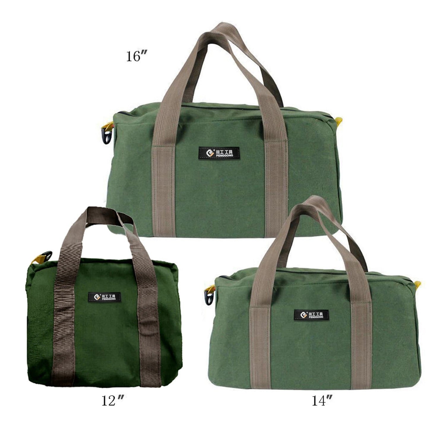 1 Pack Tool Bag for Men with Waterproof Hard Bottom,Mechanics Tool Bag,Heavy Duty Tool Bag Wide Mouth Tote for Various Instrument, Electrician Carpenter Mechanic,3 Sizes Available，Green(16 inch) 16 inch Kemu |Fashion Home Kitchen Beauty