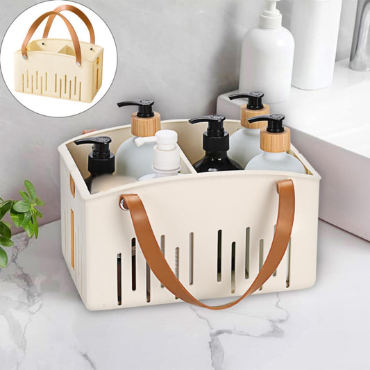 Cotton Woven Basket with PU Leather Handle, Clothes Toys Candy Gifts Cotton Rope Organizer, Living Room Basket Bathroom Shower Storage Laundry Basket, Dog Cat Bed, Fall Basket, 11.02x8.66x4.33 10.04" x 6.69" x 9.84" White