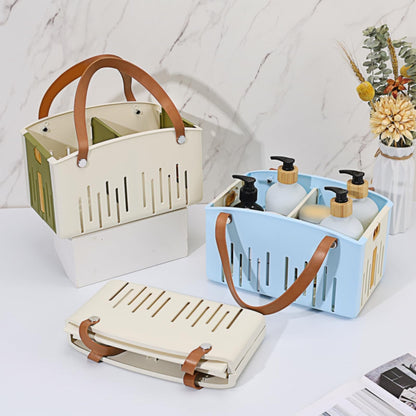 Cotton Woven Basket with PU Leather Handle, Clothes Toys Candy Gifts Cotton Rope Organizer, Living Room Basket Bathroom Shower Storage Laundry Basket, Dog Cat Bed, Fall Basket, 11.02x8.66x4.33 10.04" x 6.69" x 9.84" White