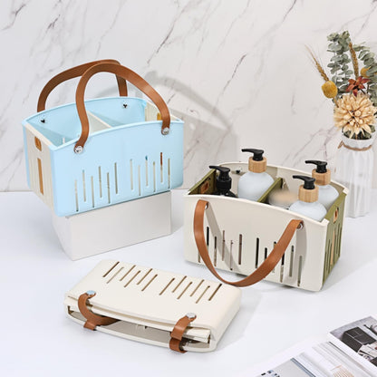 Cotton Woven Basket with PU Leather Handle, Clothes Toys Candy Gifts Cotton Rope Organizer, Living Room Basket Bathroom Shower Storage Laundry Basket, Dog Cat Bed, Fall Basket, 11.02x8.66x4.33 10.04" x 6.69" x 9.84" White