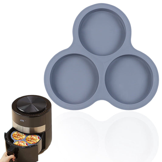 1 Pcs Silicone Egg Cups for Air Fryer,3-Cavity Cupcake Baking Tray,Round Silicone Baking Tools,Round Silicone Ramekins,for Sandwiches,Non-Stick Tray for Baking Accessories,(Dark Gray,9.06x8.46 in) Dark Gray Kemu |Fashion Home Kitchen Beauty