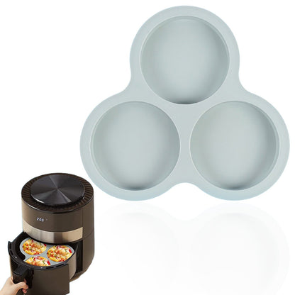 1 Pcs Silicone Egg Cups for Air Fryer,3-Cavity Cupcake Baking Tray,Round Silicone Baking Tools,Round Silicone Ramekins,for Sandwiches,Non-Stick Tray for Baking Accessories,(Dark Gray,9.06x8.46 in) Gray Kemu |Fashion Home Kitchen Beauty