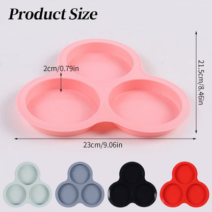 1 Pcs Silicone Egg Cups for Air Fryer,3-Cavity Cupcake Baking Tray,Round Silicone Baking Tools,Round Silicone Ramekins,for Sandwiches,Non-Stick Tray for Baking Accessories,(Dark Gray,9.06x8.46 in) Gray Kemu |Fashion Home Kitchen Beauty