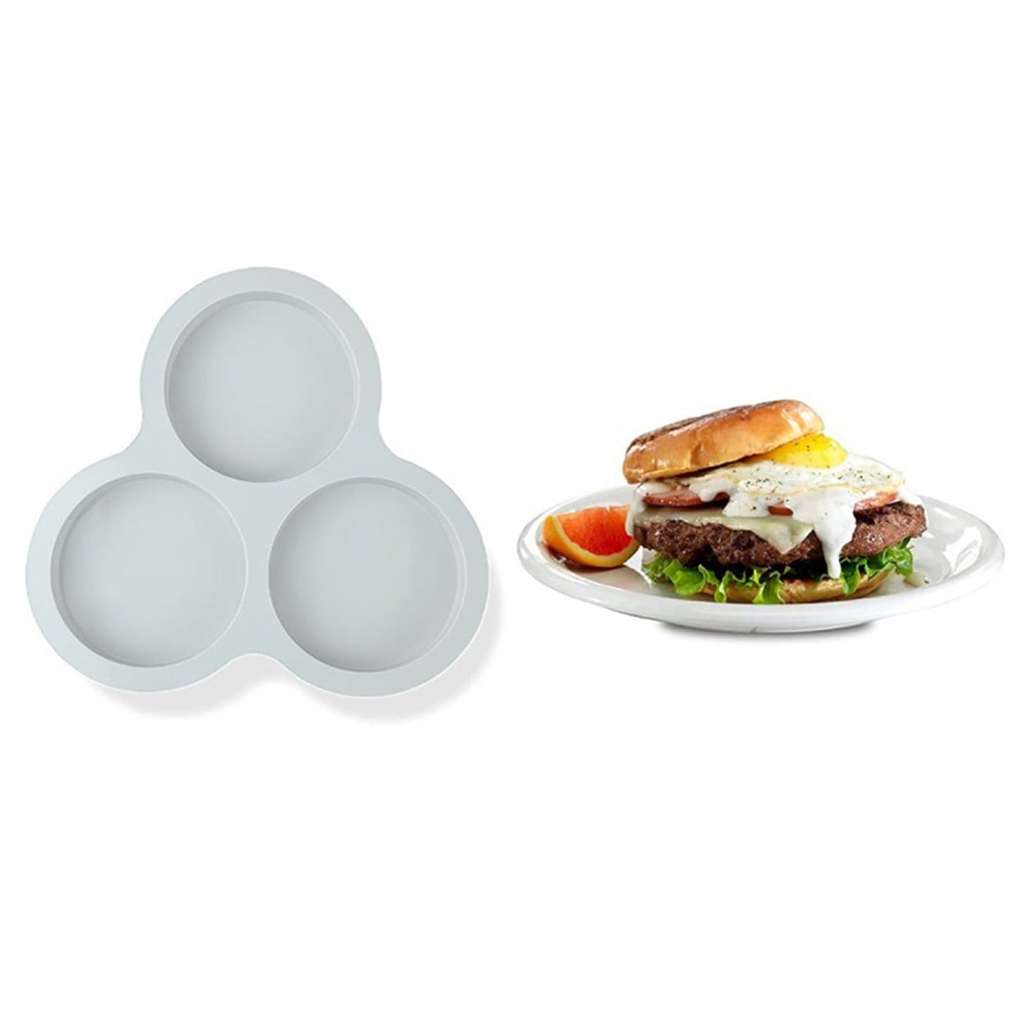 1 Pcs Silicone Egg Cups for Air Fryer,3-Cavity Cupcake Baking Tray,Round Silicone Baking Tools,Round Silicone Ramekins,for Sandwiches,Non-Stick Tray for Baking Accessories,(Dark Gray,9.06x8.46 in) Gray Kemu |Fashion Home Kitchen Beauty
