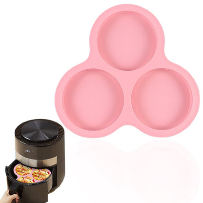 1 Pcs Silicone Egg Cups for Air Fryer,3-Cavity Cupcake Baking Tray,Round Silicone Baking Tools,Round Silicone Ramekins,for Sandwiches,Non-Stick Tray for Baking Accessories,(Dark Gray,9.06x8.46 in) Pink Kemu |Fashion Home Kitchen Beauty