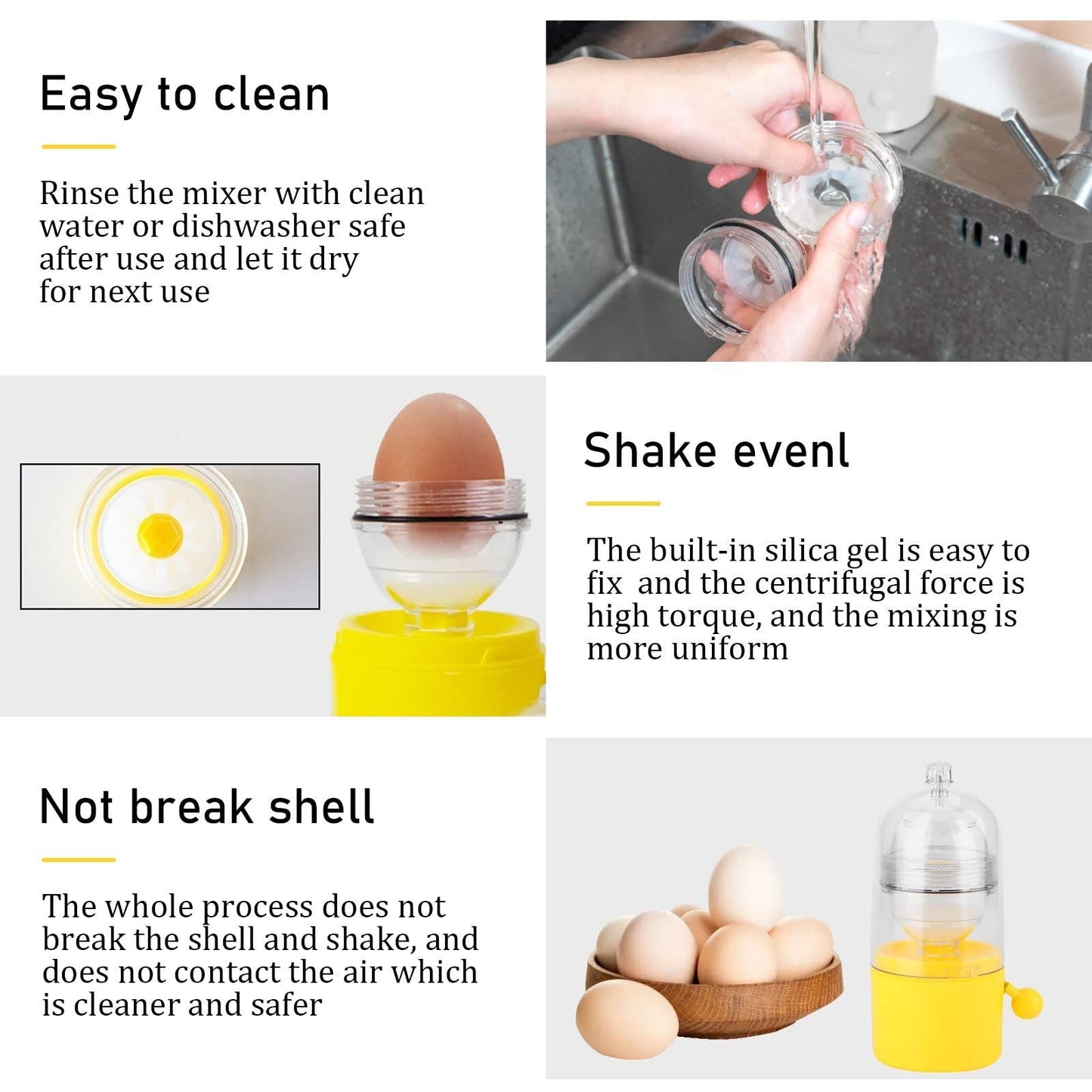 Portable Egg Scrambler Shaker Whisk Hand Powered Golden Egg Maker Eggs Yolk White Mixer Kitchen Gadgets for Mixing the Egg Kemu |Fashion Home Kitchen Beauty