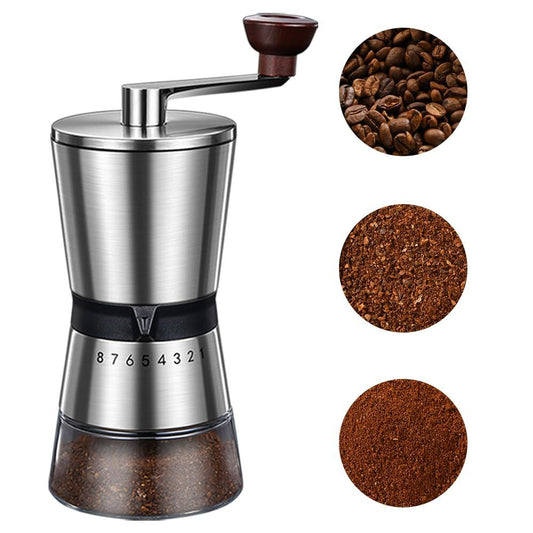 Precision Manual Coffee Grinder Large Capacity for Home Use, 8 Adjustable Coarseness Setting, Ceramic Burr Hand Held Stainless Steel Espresso Bean Mill for Travel Camping, Easy to Clean15*8.5*21.5cm Kemu |Fashion Home Kitchen Beauty