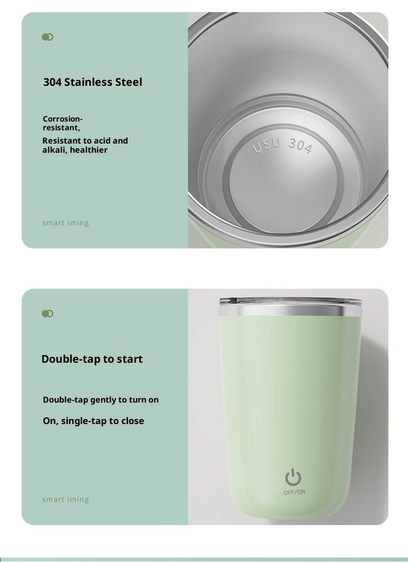 Self Stirring Mug, Electric Mixing Cup Magnetic Rechargeable Auto Mug Coffee Rotating Home Office Travel Suitable for Coffee/Milk/Cocoa (Green350ml) Kemu |Fashion Home Kitchen Beauty