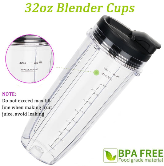 Replacement 32oz Blender Cup with Sip & Seal Lid For BL450 BL454 Bl455 BL456 BL480 BL481 BL482 BL490 BL640 BL642 BL682 SS101 SS401 SS351  Auto Series Blenders, 2-Pack … Kemu |Fashion Home Kitchen Beauty
