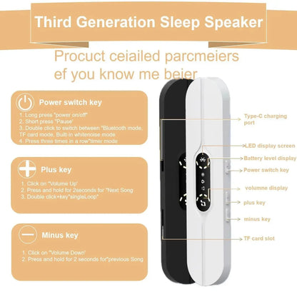 Pillow Speakers for Sleeping,Portable Bluetooth Speaker with Bone Conduction, 10 White Noises, Display, Volume Control,  black Kemu |Fashion Home Kitchen Beauty